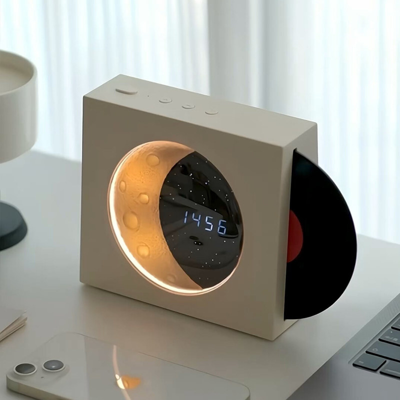 黑胶唱片机揽月时钟蓝牙音箱音响创意家居客厅装饰摆件送生日礼物