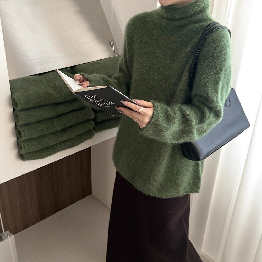 [拉绒系列]纯羊毛毛衣女秋冬厚内搭堆堆领打底衫25新款女装针织衫