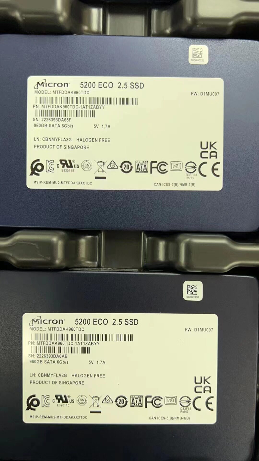 镁光5200 Eco 960g sata 2.5寸固态硬盘 全新单订 质保3年