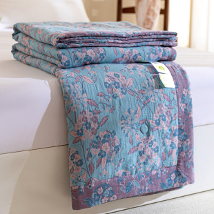 A类母婴级全棉色织提花双层纱夏凉被子被纯棉纱空调被可水洗薄被