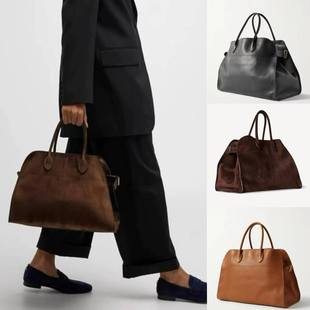 董洁同款头层牛皮手提包单肩包Margaux15真皮大容量麂皮托特包