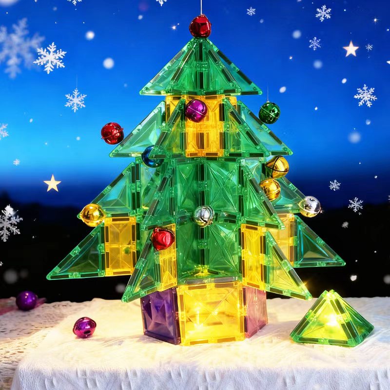 儿童磁力片彩窗积木宝宝男女孩拼图磁铁棒礼物玩具房子补充圣诞树