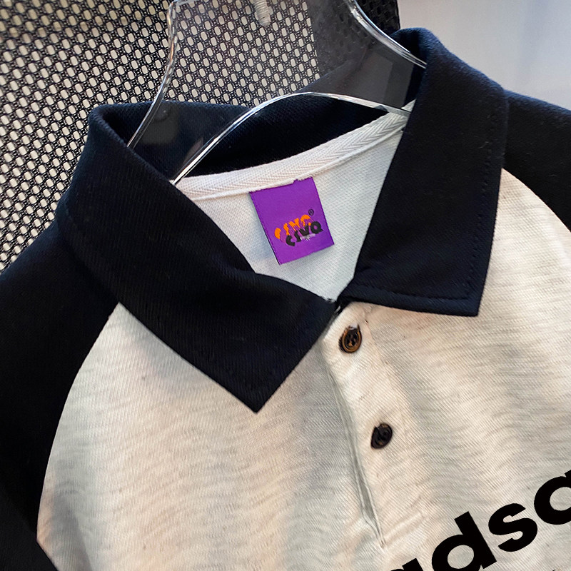 CSVQ BLACK RAGLAN SLEEVE POLO SHIRT SHORT SLEEVE T-SHIRT WOMENS SUMMER LOOSE COLLEGIATE SIMPLE LETTER HALF SLEEVE TOP