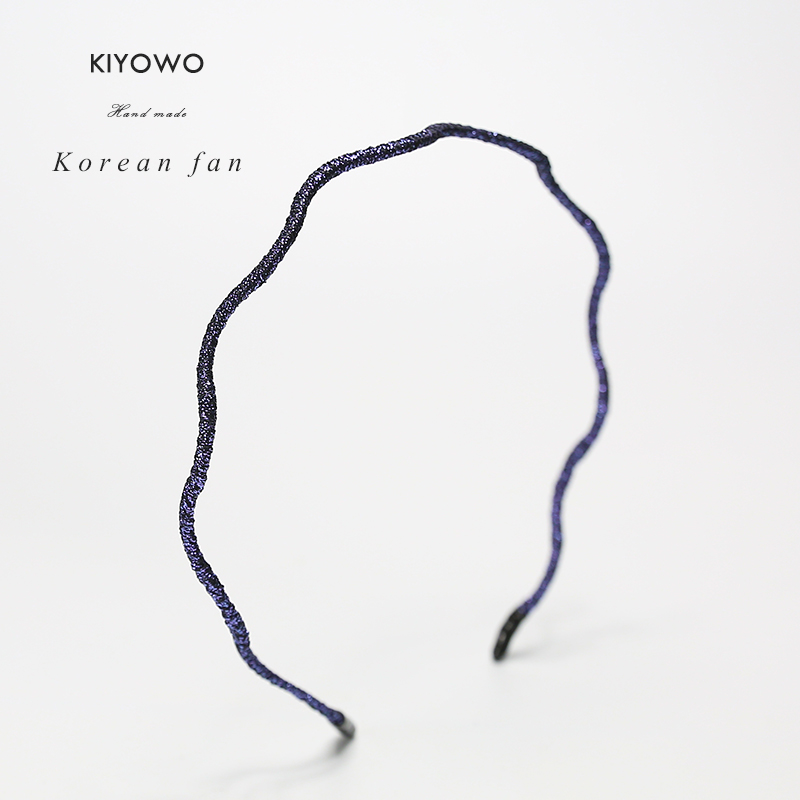 气质简约纯色细款亮丝波浪发箍女