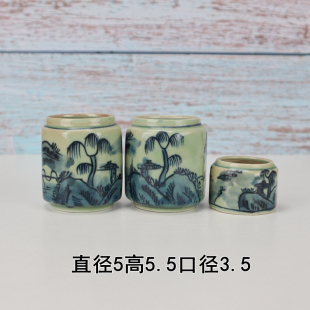 画眉鸟食罐青花鸟杯杯子瓷碗八哥蜡嘴高白手绘山水竹鸟笼配件