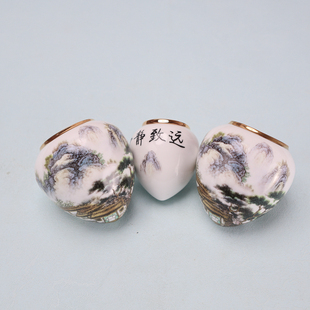 画眉鸡心青花鸟食罐鸟杯杯子瓷碗八哥蜡嘴高白金线山水鸟笼配件