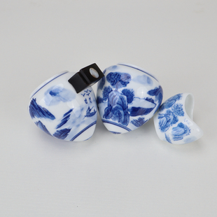 画眉鸟食罐青花鸟杯杯子瓷碗八哥蜡嘴高白鸡心手绘山水竹鸟笼配件