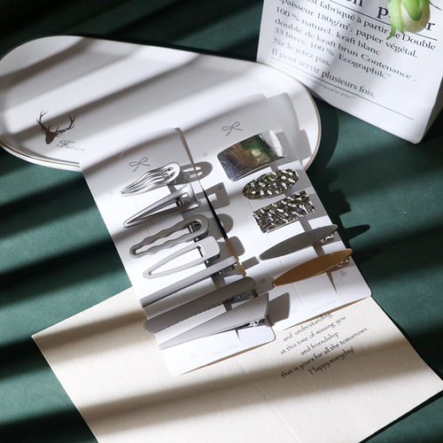 厂家直销高级灰鸭嘴夹百搭DIY饰品配件侧边夹灰色发夹亮面刘海夹