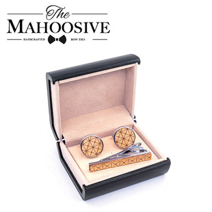 环保木头袖 领带夹套装 纯手工制作TX009商务 扣 复古木质袖