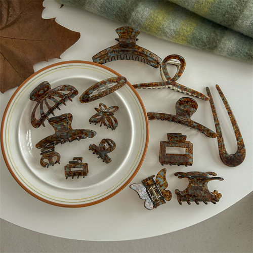 高级醋酸抓夹合集大号蓝咖色鲨鱼夹ins风网红发夹女后脑勺夹子头