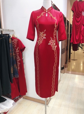 富贵依枝花25221喜妈妈婚礼旗袍裙礼服2023秋喜婆婆婚宴结婚敬酒