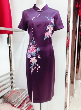 高端优雅喜妈妈婚礼旗袍裙礼服2023夏喜婆婆婚宴丈母娘结婚敬酒服