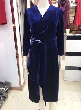 富贵依枝花婆婆妈妈时尚修身显瘦婚宴庆礼服连衣裙2022年秋22806