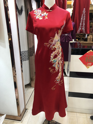 高端刺绣喜婆婆婚宴装醋酸旗袍裙2025春夏新款妈妈结婚礼服年轻款