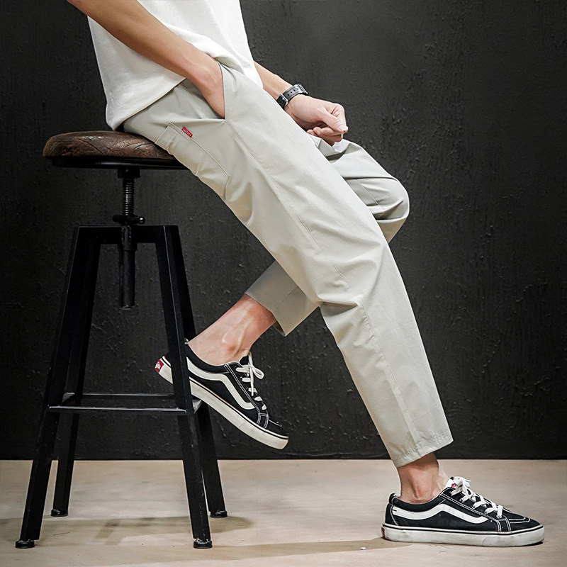 K805-P35夏季新款九分裤男士大码休闲裤修身小脚裤透气时尚裤子，男装休闲裤，电商B280-1（原A049）