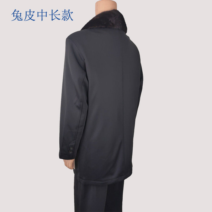 AUTUMN AND WINTER MIDDLE-AGED MENS COAT LONG MINK FUR COLLAR RABBIT FUR GUTSCOAT WORSHIP DRESS WINDBREAKER