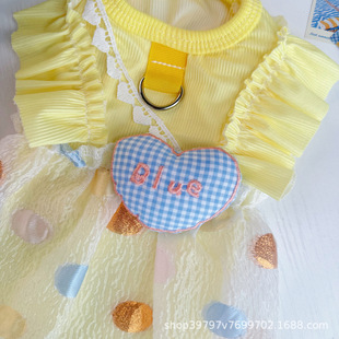 奶黄爱心泡泡裙宠物服饰夏季 透气猫咪狗狗衣服防晒冰丝比熊 薄款