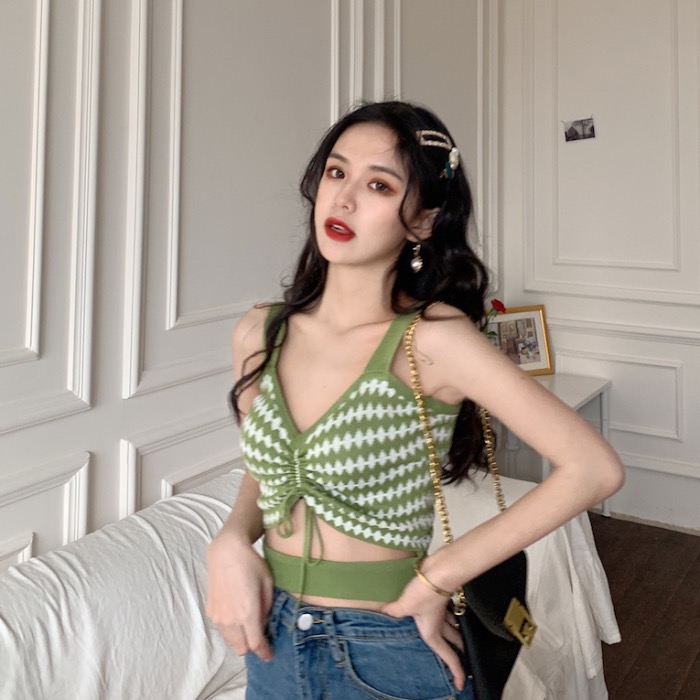 實拍實價 設計感性感背心小吊帶針織無袖上衣