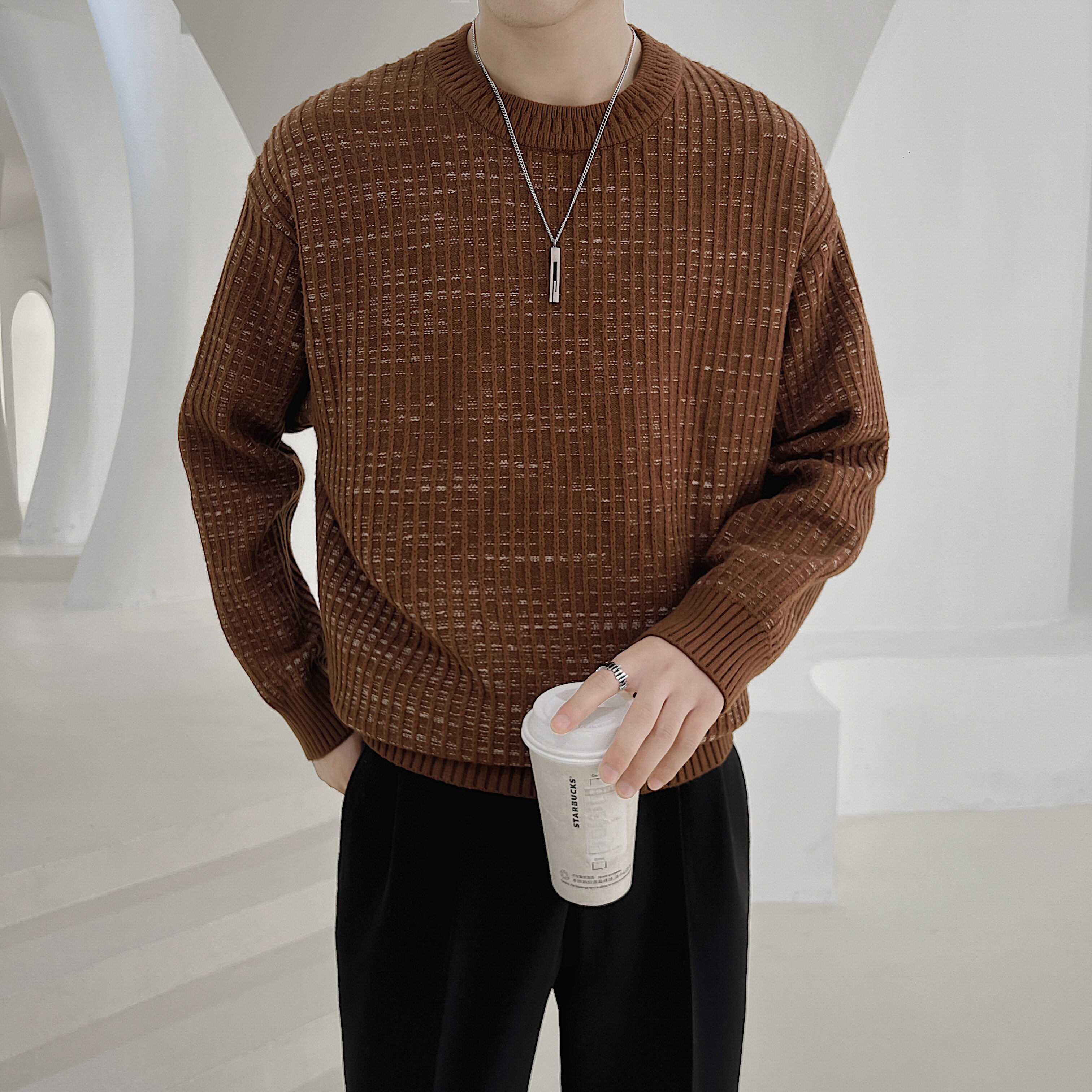 轻熟2025秋冬新款休闲男士纯色圆领毛衣套头针织衫男M9908-P93,男装针织衫/毛衣,电商B307
