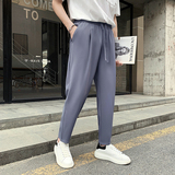 2025夏季纯色松紧男士百搭冰丝裤锥形裤7K3088-P45，男装休闲裤，电商B307