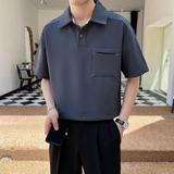 2025夏季新款男士帅气华夫格纯色翻领短袖POLO衫PL600-P50，男装Polo衫，电商B307