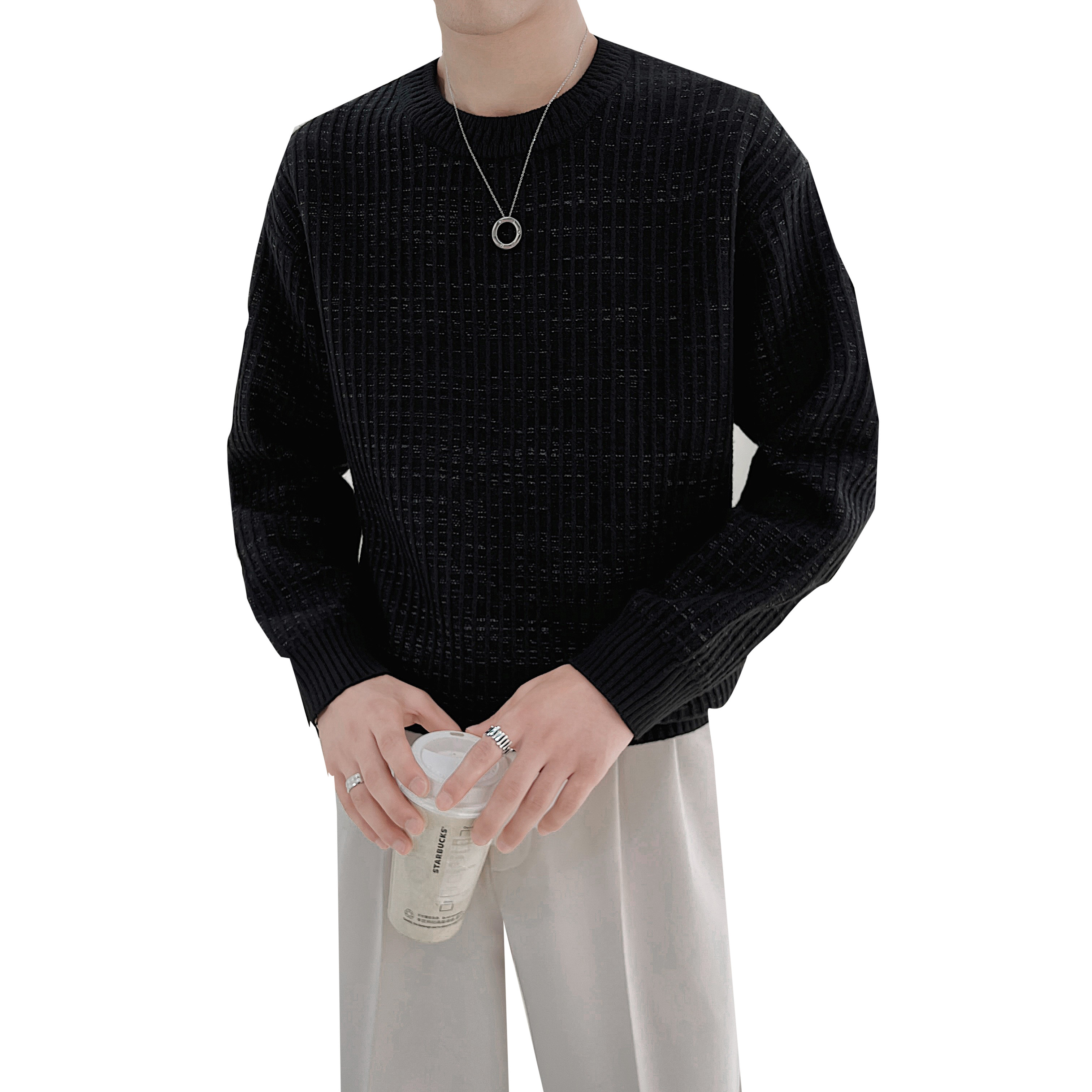 轻熟2025秋冬新款休闲男士纯色圆领毛衣套头针织衫男M9908-P93,男装针织衫/毛衣,电商B307