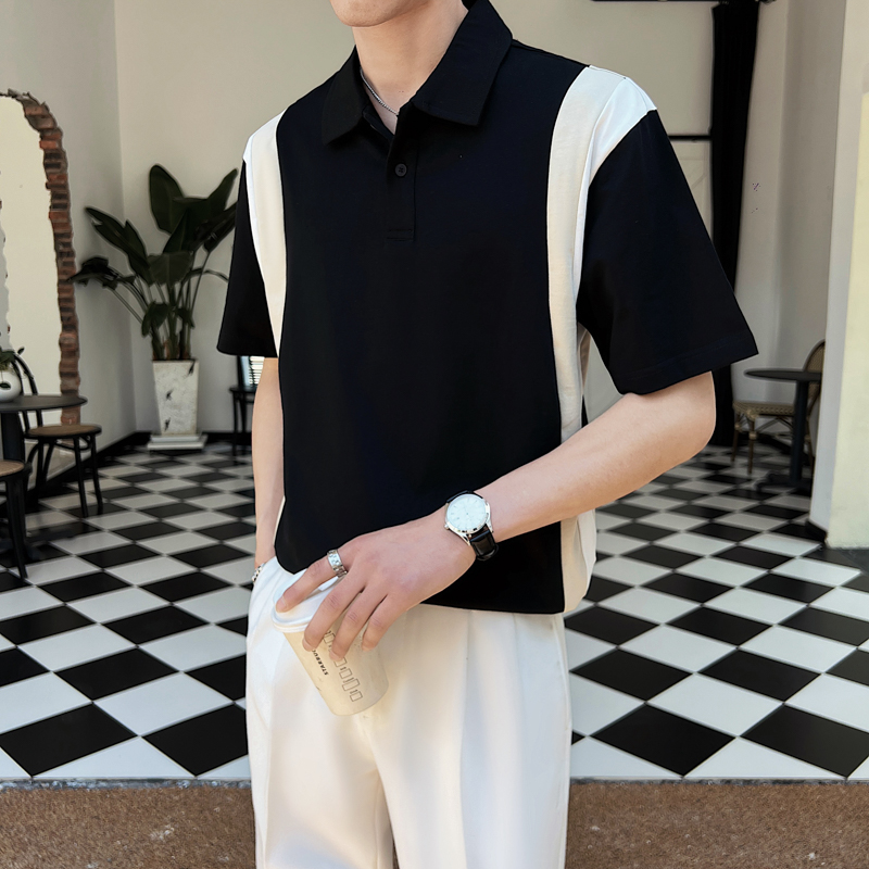 2023年新款男士撞色短袖翻领POLO衫PL8002-P55，男装Polo衫，电商B307