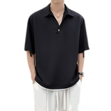 2025夏季抖音冰丝面料帅气V领设计男士短袖衬衫5C8070-P50，男装T恤，电商B307