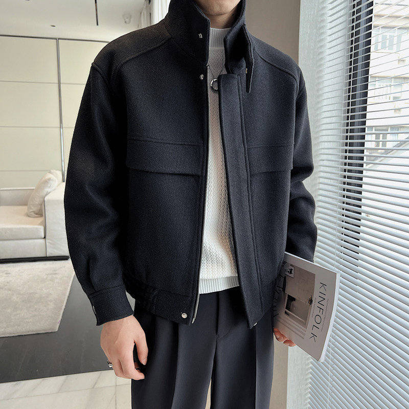 2025秋冬抖音男帅气立领加棉加厚铂金尼毛呢外套JM7032-P135,女装短外套,电商B307