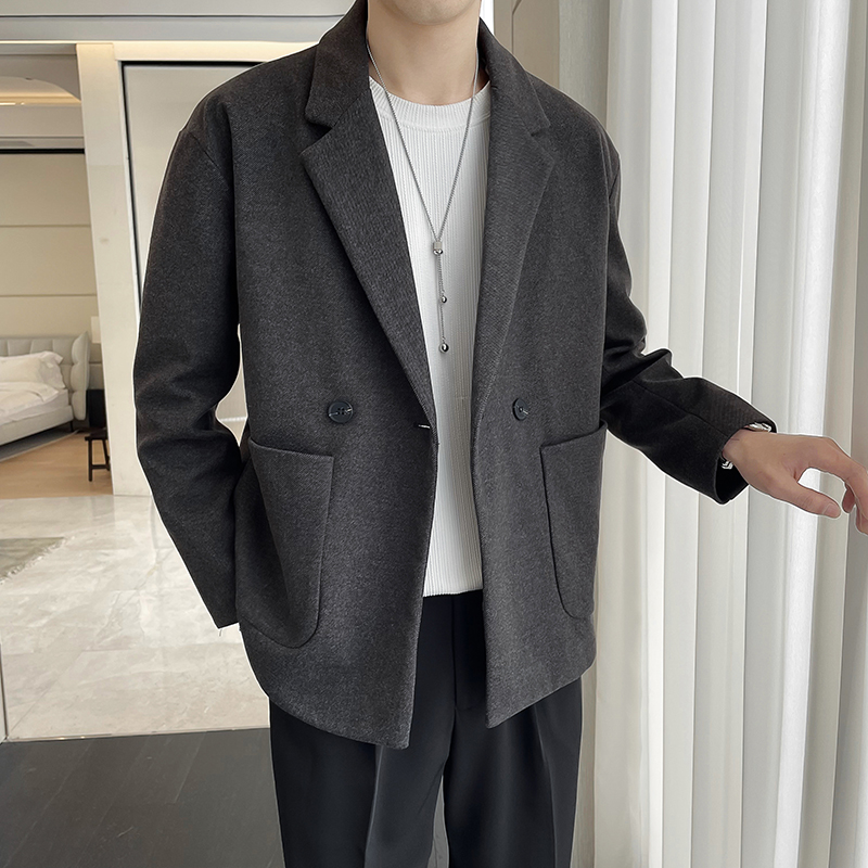 轻熟风男士纯色休闲毛呢西装呢子外套W6061-P100，男装西服套装，电商B307