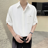 夏季新款男士帅气潮流纯色五分袖短袖衬衫C8080-P50，男装T恤，电商B307