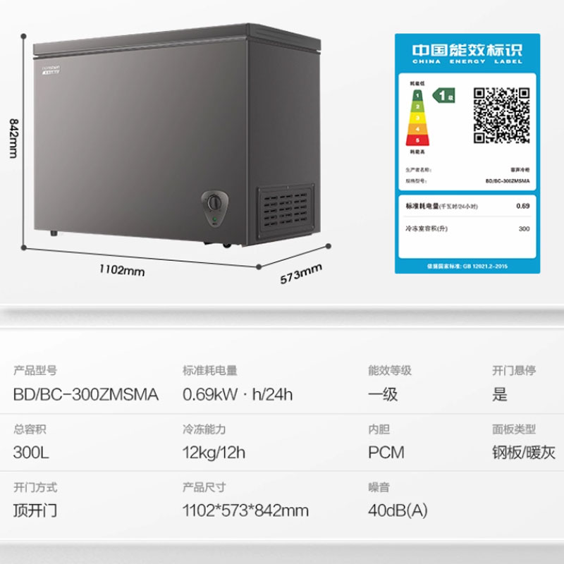 Ronshen/容声 BD/BC-300ZMSMA冷柜大容量一级能效冰柜家用商用