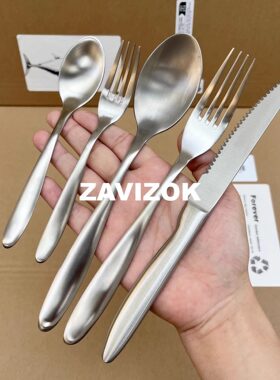 【德式重工】哑光304西餐餐具刀叉勺子做旧牛排刀甜品勺水果叉子