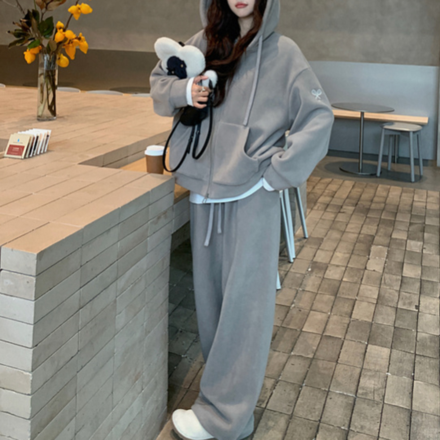 官图 爆款卫衣套装2025秋冬季新款连帽开衫长袖外套阔腿裤两件套