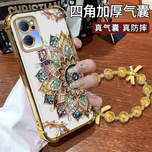 OPPOReno7手机壳敦煌莲花纹电镀