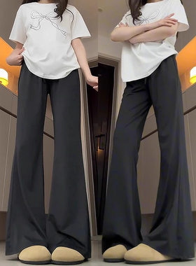 黑色微喇防晒裤女2026新款夏季薄款垂感速干小个子冰丝喇叭运动裤