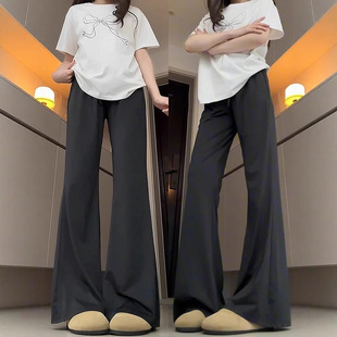 黑色微喇防晒裤女2026新款夏季薄款垂感速干小个子冰丝喇叭运动裤