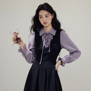 假两件Polo领衬衫连衣裙女春秋2026大码胖mm显瘦高级感法式长裙子