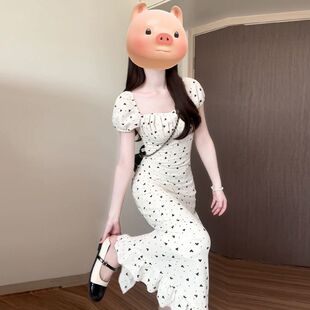 2025新款超好看漂亮独特碎花连衣裙子女装夏季小个子法式气质长裙