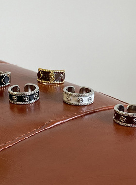 安哥拉红锆石拼接戒指新款小众高级感简约百搭食指戒复古秋冬配饰