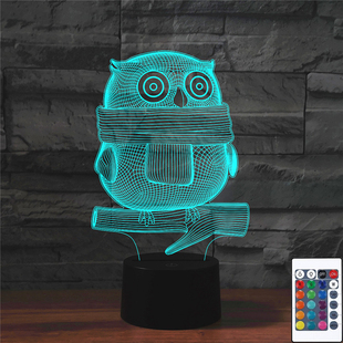 猫头鹰遥控16色儿童房万圣节床头灯 触控七色渐变创意礼品小夜灯