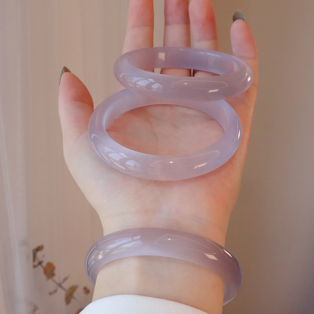 天然冰种薰衣草紫猫眼石手镯女 冰透玉髓镯子 轻奢小众高级感礼物