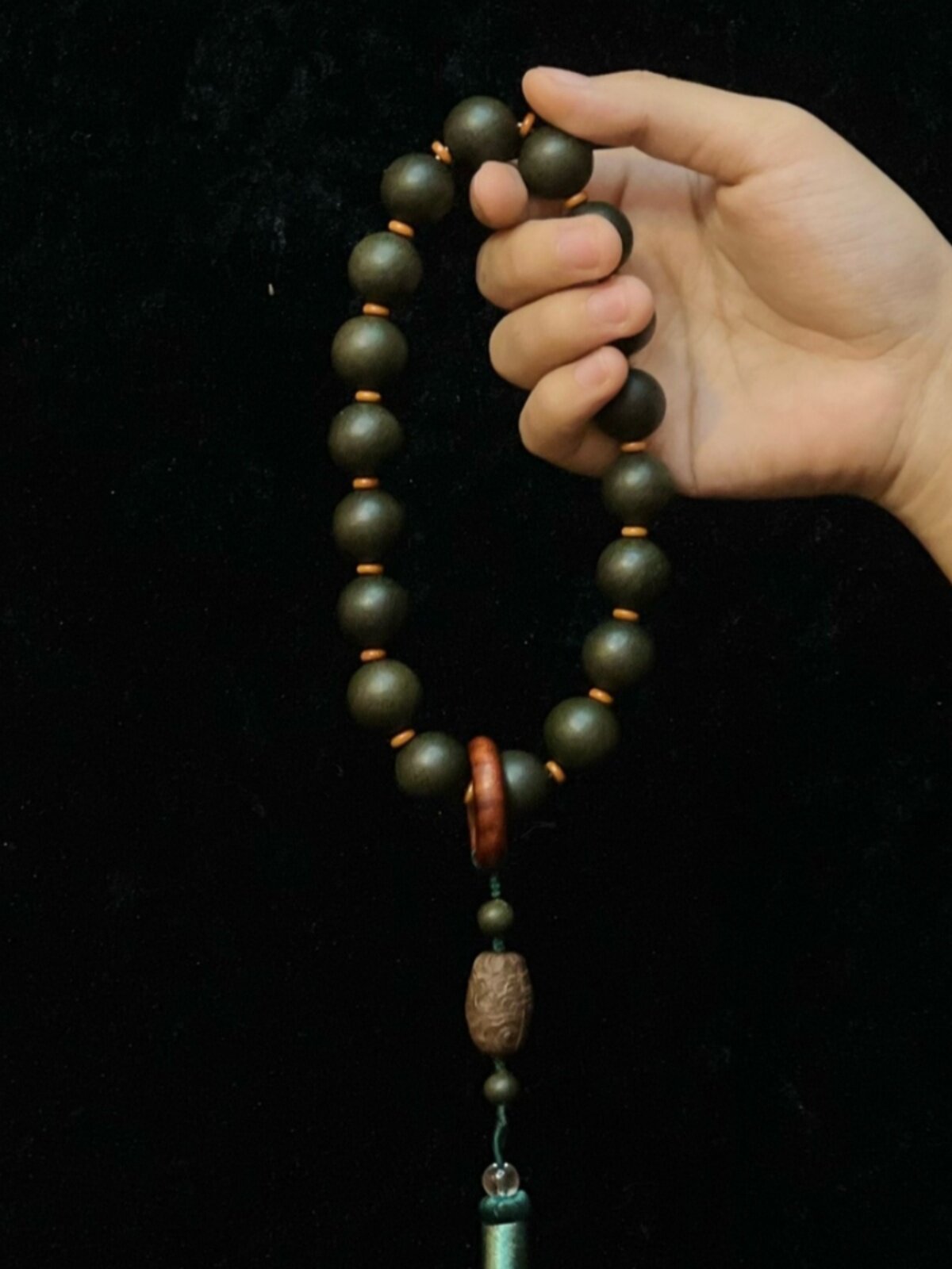 고대 향기 구슬 [MENGLING DREAMLAND] QINNAN AGARWOOD 휴대용 15MM * 18 체스 NAN AGARWOOD 팔찌 묵주 향 보내기