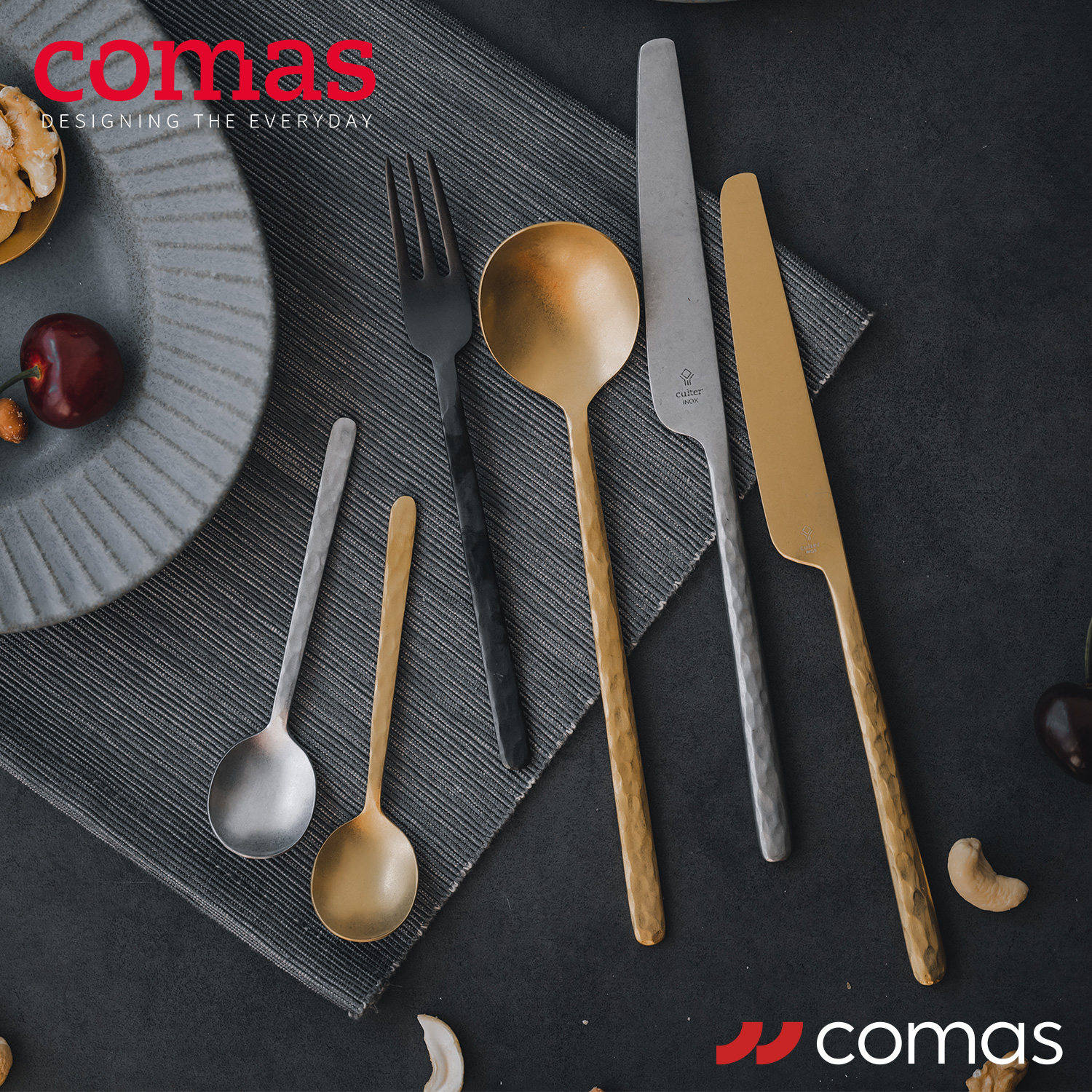 comas西班牙餐具Kodai系列复古不锈钢餐具正餐勺餐刀餐叉奶酪刀