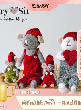 Gry&Sif丹麦设计羊毛毡艺术摆件手工花环蝴蝶老鼠圣诞新西兰羊毛