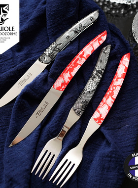 法国狼头Claude dozorme蒂耶尔黑色蕾丝系列家用牛排刀叉餐具礼盒