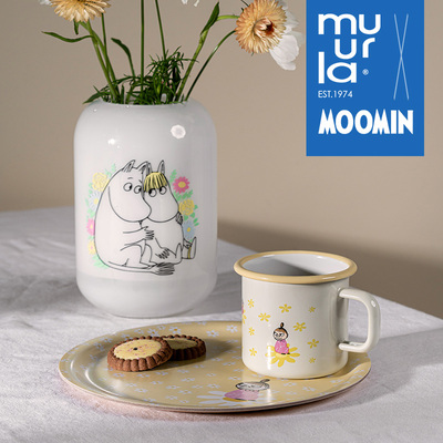芬兰muurla姆明花朵系列搪瓷杯moomin杯子桦木托盘马克杯玻璃花瓶