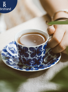 Rorstrand瑞典Mon Amie蓝色经典蓝蝴蝶咖啡杯家用盘陶瓷北欧水杯