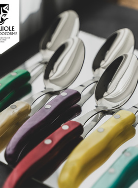 法国Claude dozorme狼头不锈钢汤勺饭勺彩色橄榄木家用勺正餐勺