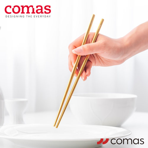 comas不锈钢复古金属色筷子套装